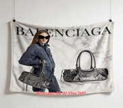 Balenciaga Vintage Leather Bag Print Flannel Throw Blanket BA327